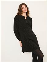 Embellished Metallic V-Neck Mini Shift Dress