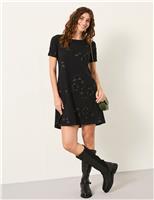 Pure Cotton Embroidered Mini Shift Dress