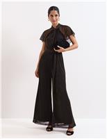 Sparkly Belted Wide Leg Jumpsuit