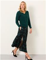 Floral Midi A-Line Skirt