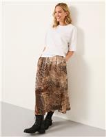 Animal Print Midi A-Line Skirt