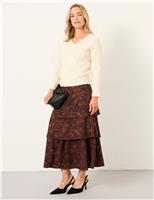 Floral Midi Tiered Skirt