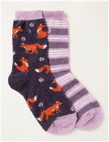 2pk Fox Fluffy Socks