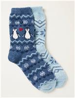 2pk Penguin Fluffy Socks