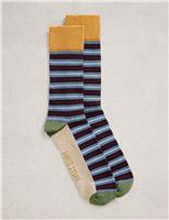 Ribbed Striped Cotton Rich Socks