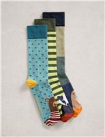 3 Pack Woodland Animal Cotton Rich Socks