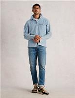 White Stuff Pure Cotton Long Sleeve Polo Shirt Blue
