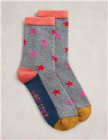 Cotton Rich Patterned Ankle High Socks