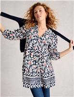 Pure Cotton Printed Notch Neck Tiered Tunic