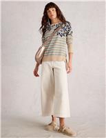 Cotton Blend Striped Floral Print Jumper