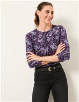 Modal Blend Crew Neck Floral Top