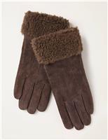 Faux Suede Warm Lined Gloves