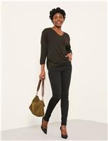 Metallic Striped V-Neck Top