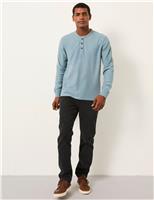 Pure Cotton Herringbone Henley T-Shirt