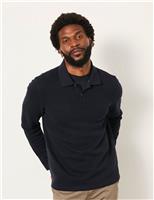 Cotton Rich Ribbed Long Sleeve Polo Shirt