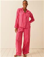 Brushed Striped Revere Pyjama Top