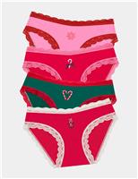 4pk Modal Rich Christmas Bikini Knickers
