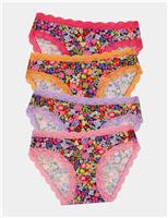 4pk Modal Lace Floral Bikini Knickers