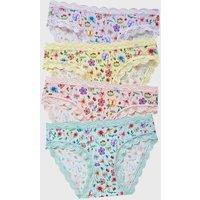 Stripe & Stare 4 Pack Modal Rich Floral Bikini Knickers Blue Mix