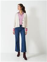 Merino Wool Rich Striped Detail Cardigan