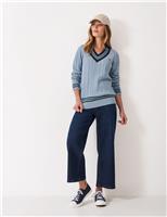 Pure Cotton Cable Knit Stripe V-Knit Jumper