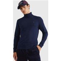 Tommy Hilfiger Cotton Rich Roll Neck Jumper with Wool Navy