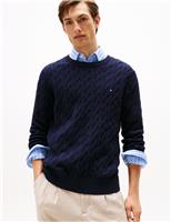 Pure Cotton Cable Knit Crew Neck Jumper