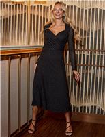 Mesh Embellished Sweetheart Neckline Dress