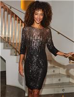 Ombre Sequin Mini Shift Dress