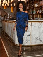 Animal Print One Shoulder Midi Bodycon Dress