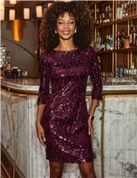 Sequin Slash Neck Mini Shift Dress