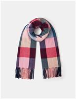 Woven Checked Fringed Blanket Scarf