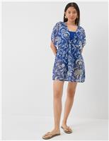 Chiffon Printed V-Neck Mini Kaftan