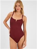 Textured V-Front Swimsuit