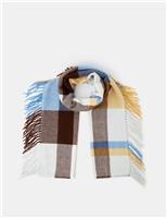 Checked Fringed Blanket Scarf