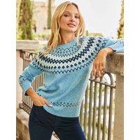 SOSANDAR Fair Isle Relaxed Jumper Light Blue Mix