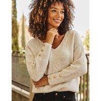 SOSANDAR Cable Knit V-Neck Jumper Cream
