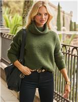 SOSANDAR Super Soft Knitted Roll Neck Jumper Green
