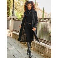 SOSANDAR Wool Blend Tailored Coat Black