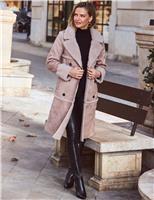 Suedette Double Breasted Coat