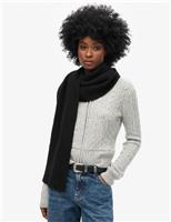 Ribbed Knit Scarf with Wool