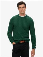 Pure Cotton Cable Knit Crew Neck Jumper