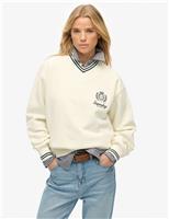 Cotton Rich V-Neck Oversized Sweatshirt