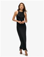 Satin Racer Neck Midaxi Dress