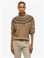 Superdry & Co Fair Isle Yoke High Neck Oversized Jumper Multi