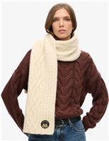 Cable Knit Scarf with Wool