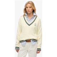 Superdry & Co Pure Cotton Textured V-Neck Oversized Jumper Cream Mix