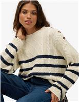 Pure Cotton Cable Knit Striped Jumper