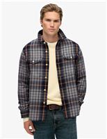 Superdry & Co Relaxed Fit Pure Cotton Checked Flannel Shirt Blue