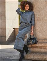 Knitted Buckle Detail Midaxi Pencil Skirt